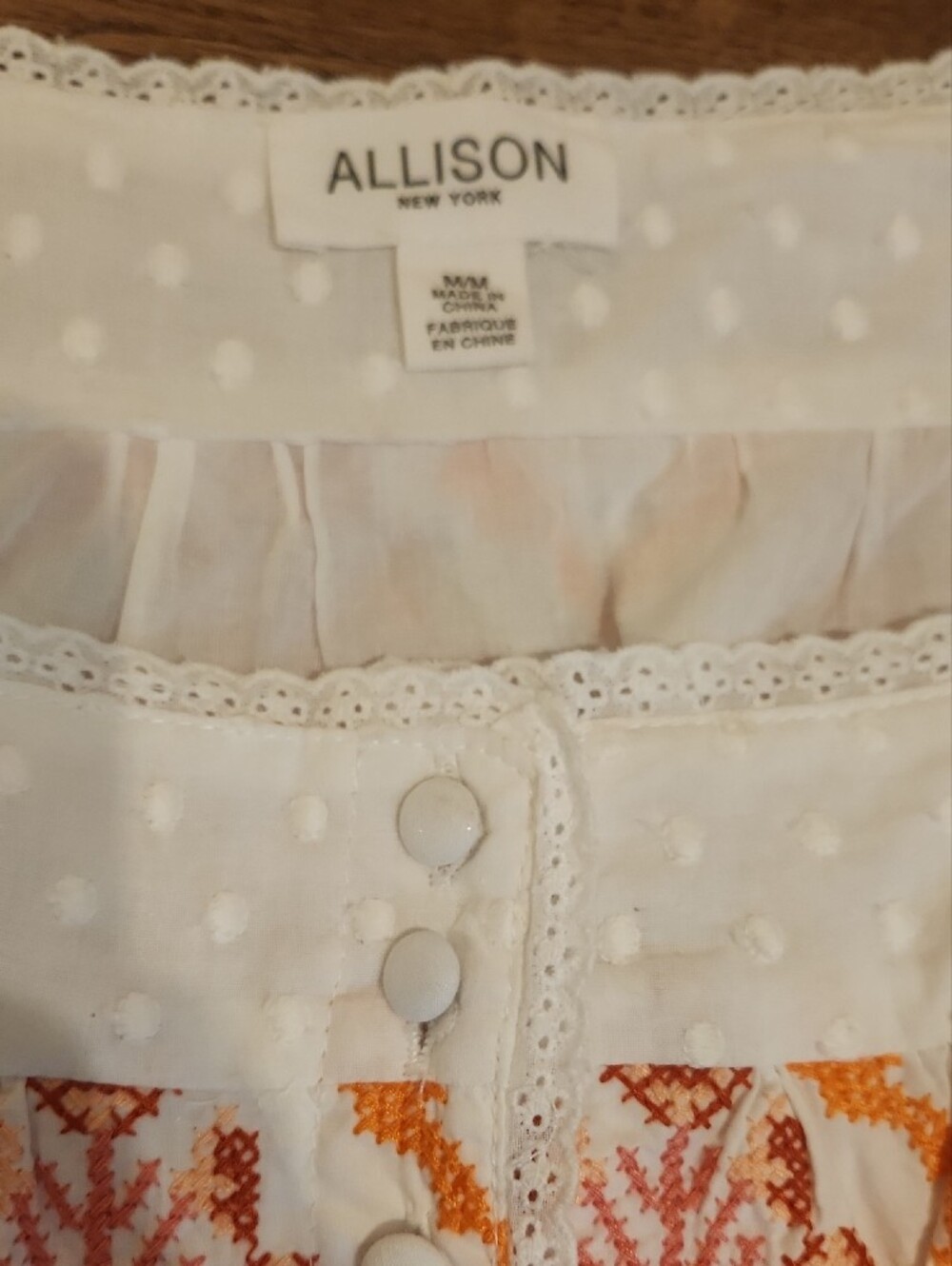 White Cropped Peasant Top with Pink And Orange Floral Print - Picture 5 of 11